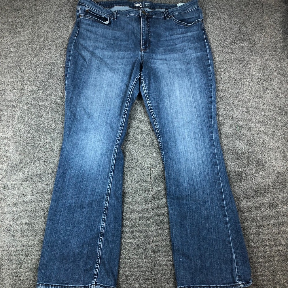 Lee Regular Fit Bootcut Jeans Medium Wash Mid Rise‎ Denim Womens Size 20M 38x30